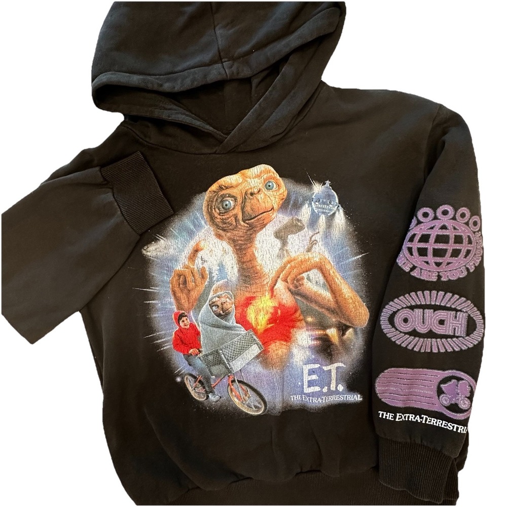 Vintage Universal‎ Studios E.T. Phone Home Youth Small black  Pullover Hoodie